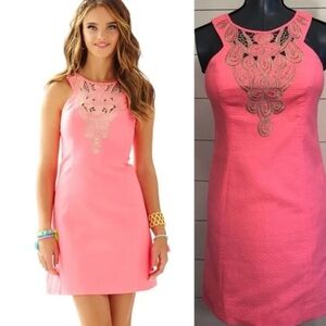 Lilly Pulitzer Neon Pink Mini Dress with Gold Accents